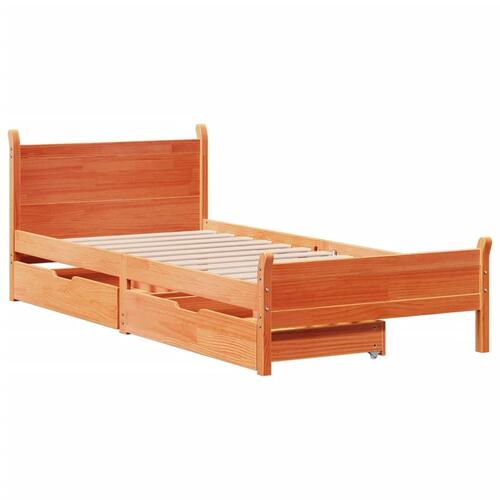 Sengeramme uden madras 75x190 cm massivt fyrretræ gyldenbrun