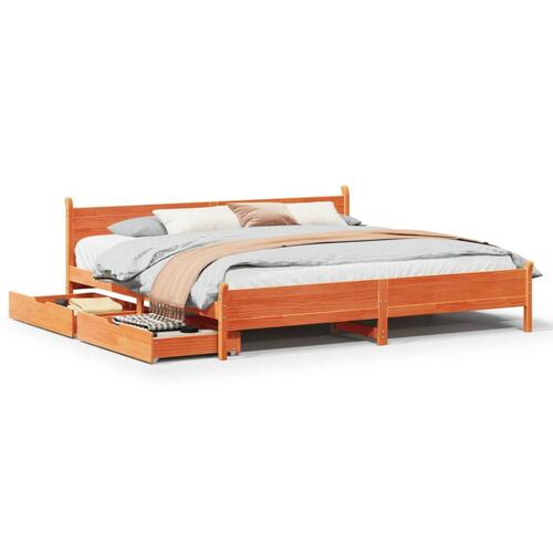 Sengeramme uden madras 180x200 cm massivt fyrretræ gyldenbrun
