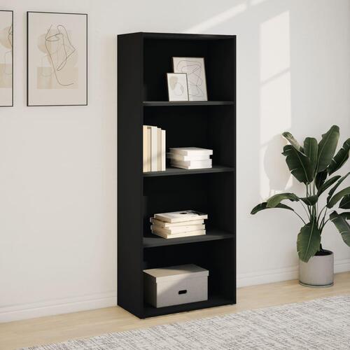 Bogreol 60x30x152 cm konstrueret træ sort