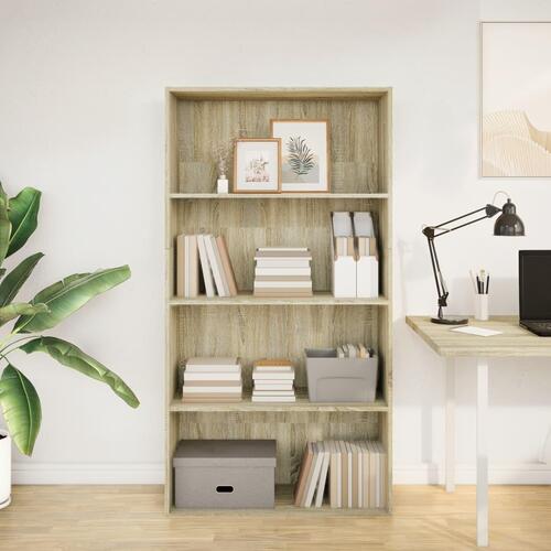 Bogreol 80x30x152 cm konstrueret træ sonoma-eg