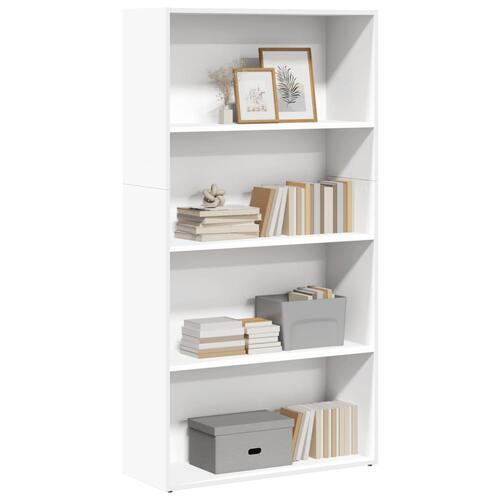 Bogreol 80x30x152 cm konstrueret træ hvid