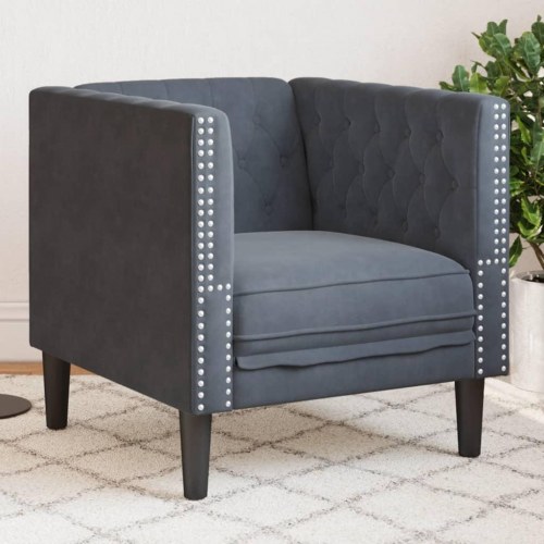 Chesterfield-sofastol i mørkegrå velour