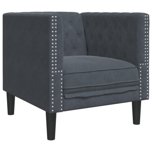 Chesterfield-sofastol i mørkegrå velour