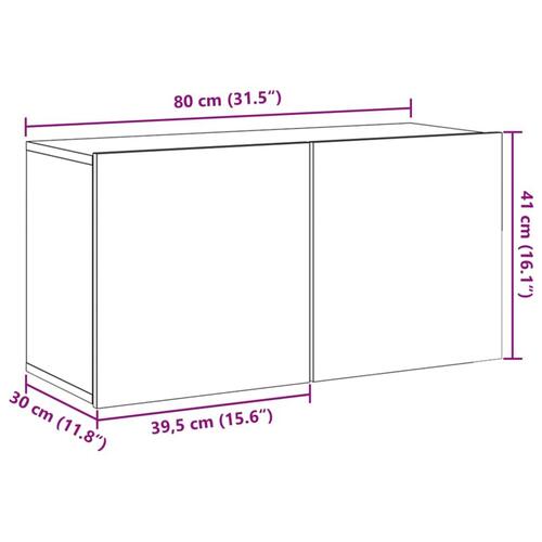 Væghængt tv-bord 80x30x41 cm gammelt træ-look