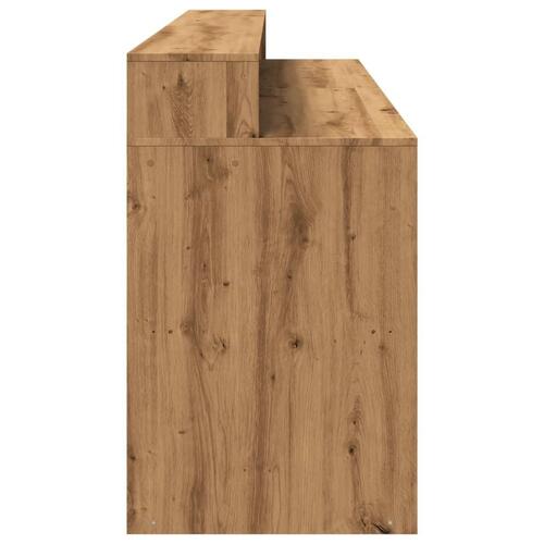 Skrivebord med LED-lys 200x55x91 cm konstrueret træ gammelt eg
