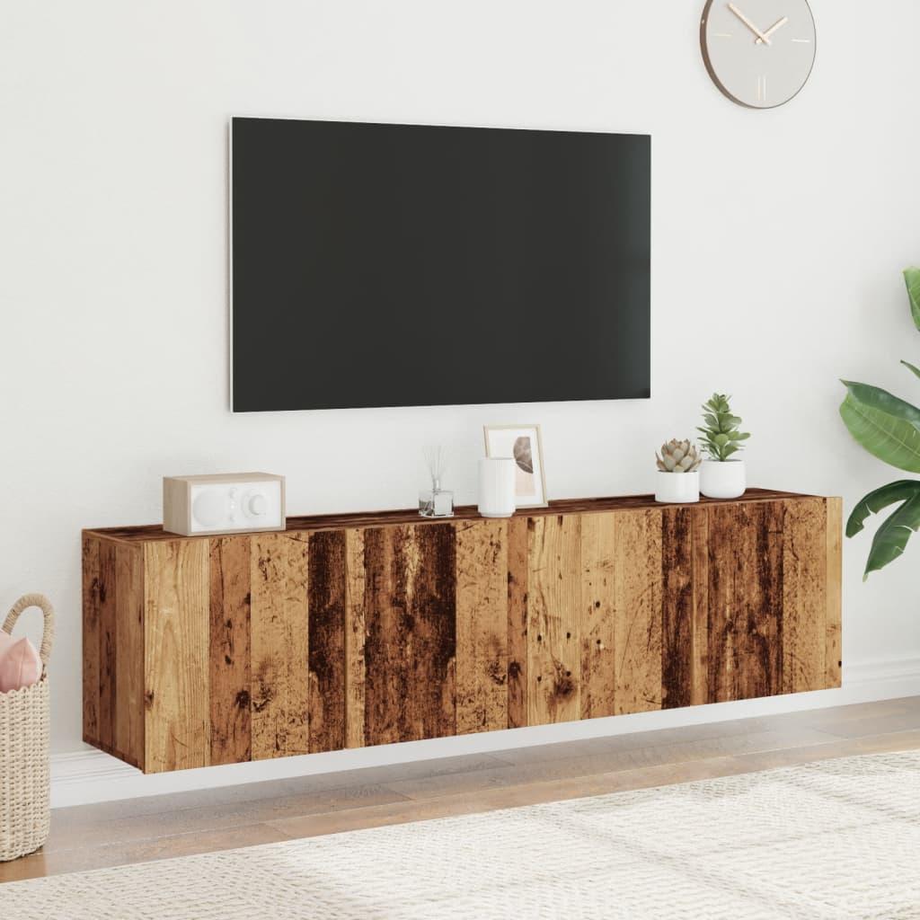 Væghængte tv-borde 2 stk. 80x30x41 cm gammelt træ-look