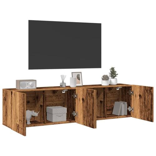 Væghængte tv-borde 2 stk. 80x30x41 cm gammelt træ-look