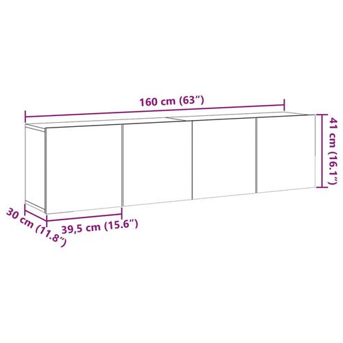 Væghængte tv-borde 2 stk. 80x30x41 cm gammelt træ-look