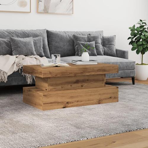 Sofabord med LED-lys 90x50x40 cm kunsteg