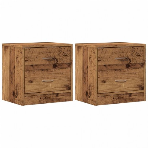 Sengeborde 2 stk. 40×30×40 cm i konstrueret træ - gammelt trælook