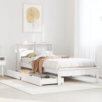 Seng med reol uden madras 90x190 cm massivt fyrretræ hvid
