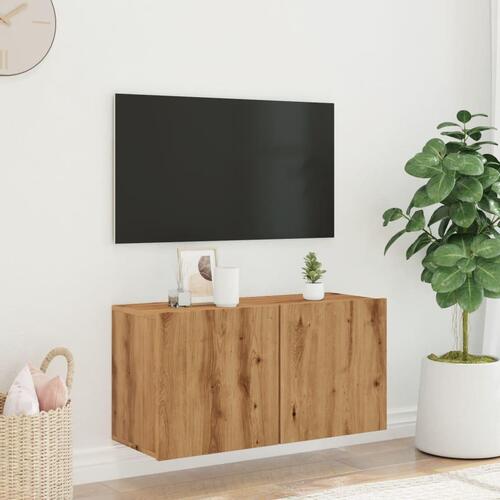 Væghængt tv-bord 80x30x41 cm egetræsfarve