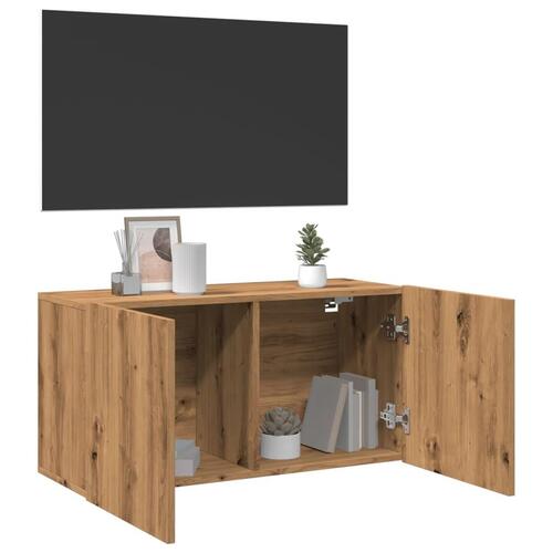 Væghængt tv-bord 80x30x41 cm egetræsfarve