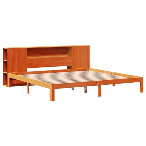 Seng med reol uden madras 180x200cm massivt fyrretræ gyldenbrun