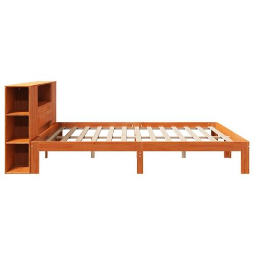 Seng med reol uden madras 180x200cm massivt fyrretræ gyldenbrun