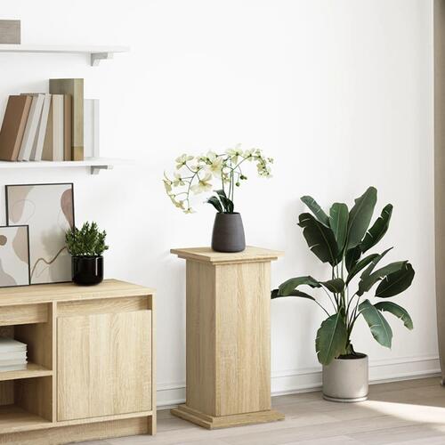 Piedestal med opbevaring 31x30x60 cm konstrueret træ sonoma-eg