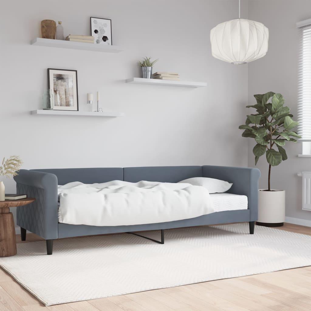 Daybed med madras 80x200 cm velour mørkegrå billede