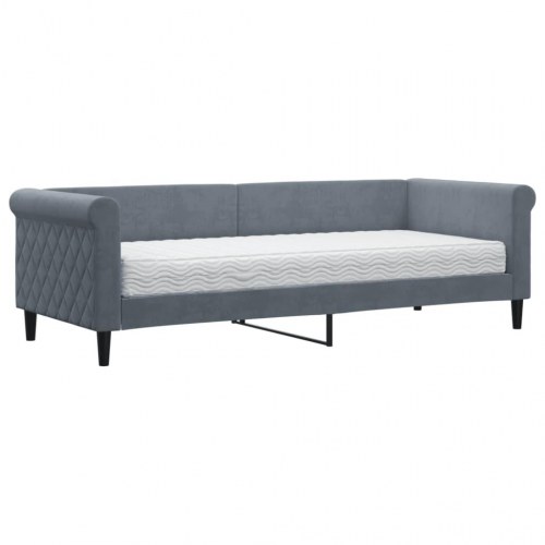 Daybed med madras 80x200 cm - velour, mørkegrå