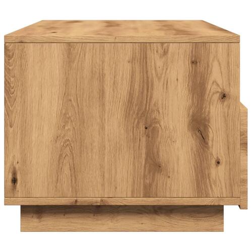 Sofabord med LED-lys 90x49x40 cm egetræsfarvet