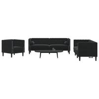 3-personers Chesterfield-sofasæt med puder fløjl sort