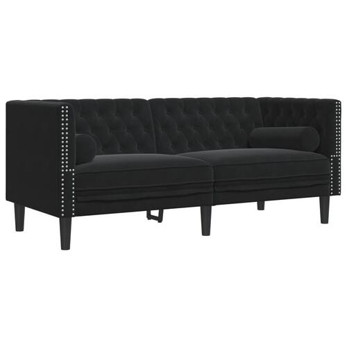 3-personers Chesterfield-sofasæt med puder fløjl sort