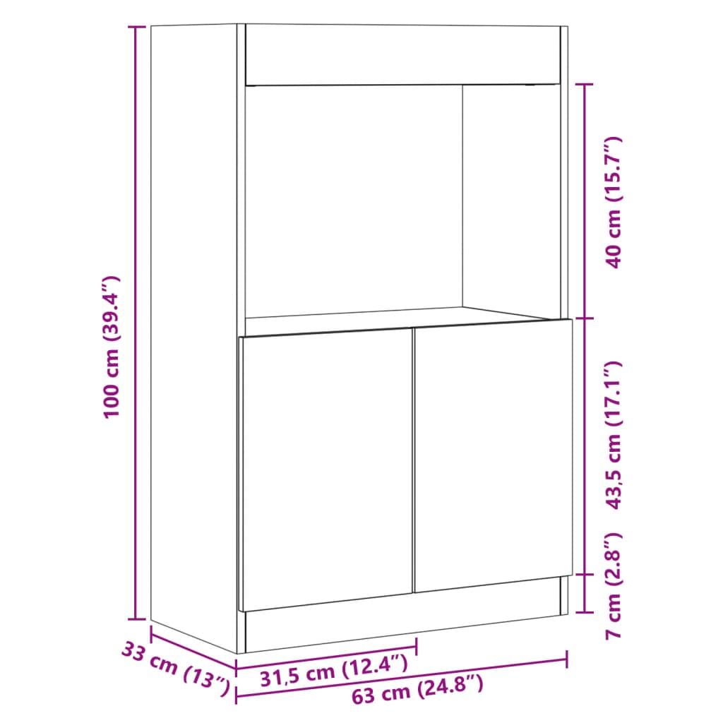Skab 63x33x100 cm konstrueret træ sort