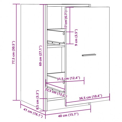 Apotekerskab 40 × 41 × 77,5 cm i konstrueret træ - sonoma eg