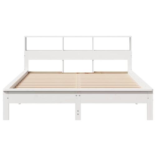 Seng med reol uden madras 120x200 cm massivt fyrretræ hvid