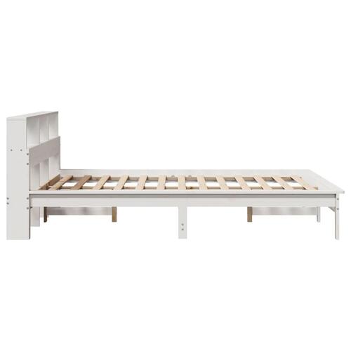 Seng med reol uden madras 120x200 cm massivt fyrretræ hvid