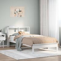 Seng med reol uden madras 75x190 cm massivt fyrretræ hvid