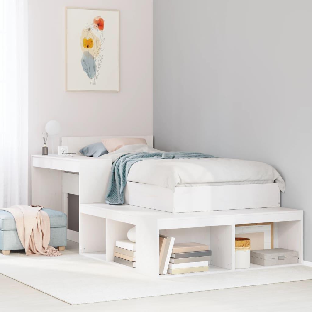 Sengeramme uden madras 75x190 cm massivt fyrretræ hvid billede