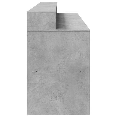 Skrivebord med LED-lys 200x55x91 cm konstrueret træ betongrå