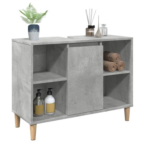 Badeværelsesskab 80x33x60 cm konstrueret træ betongrå