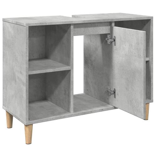 Badeværelsesskab 80x33x60 cm konstrueret træ betongrå