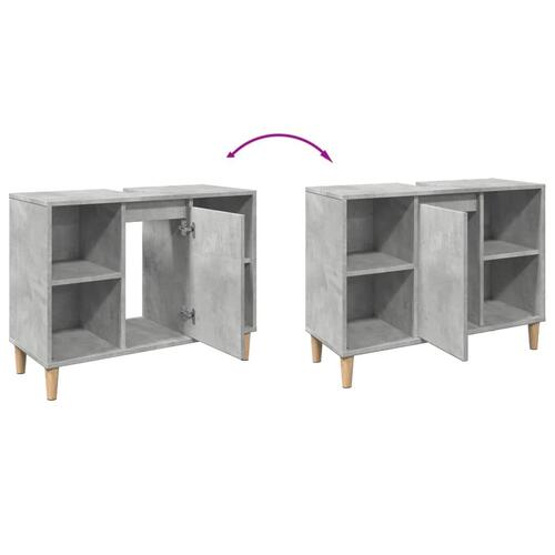 Badeværelsesskab 80x33x60 cm konstrueret træ betongrå