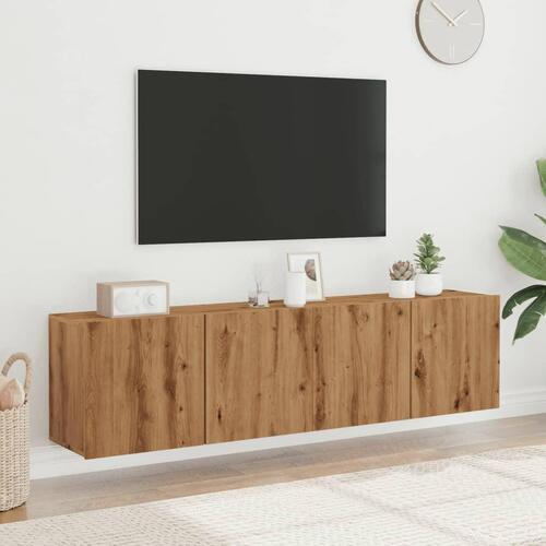 Væghængte tv-borde 2 stk. 80x30x41 cm egetræsfarve