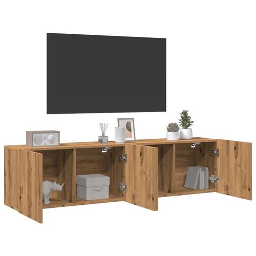 Væghængte tv-borde 2 stk. 80x30x41 cm egetræsfarve