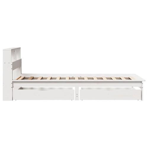 Seng med reol uden madras 75x190 cm massivt fyrretræ hvid