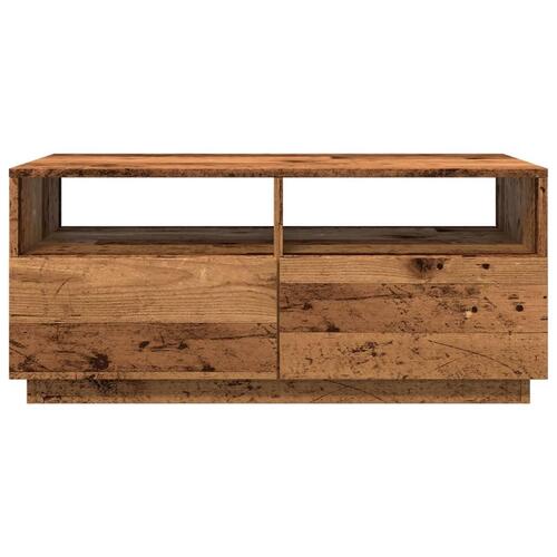 Sofabord med LED-lys 90x49x40 cm gammelt trælook