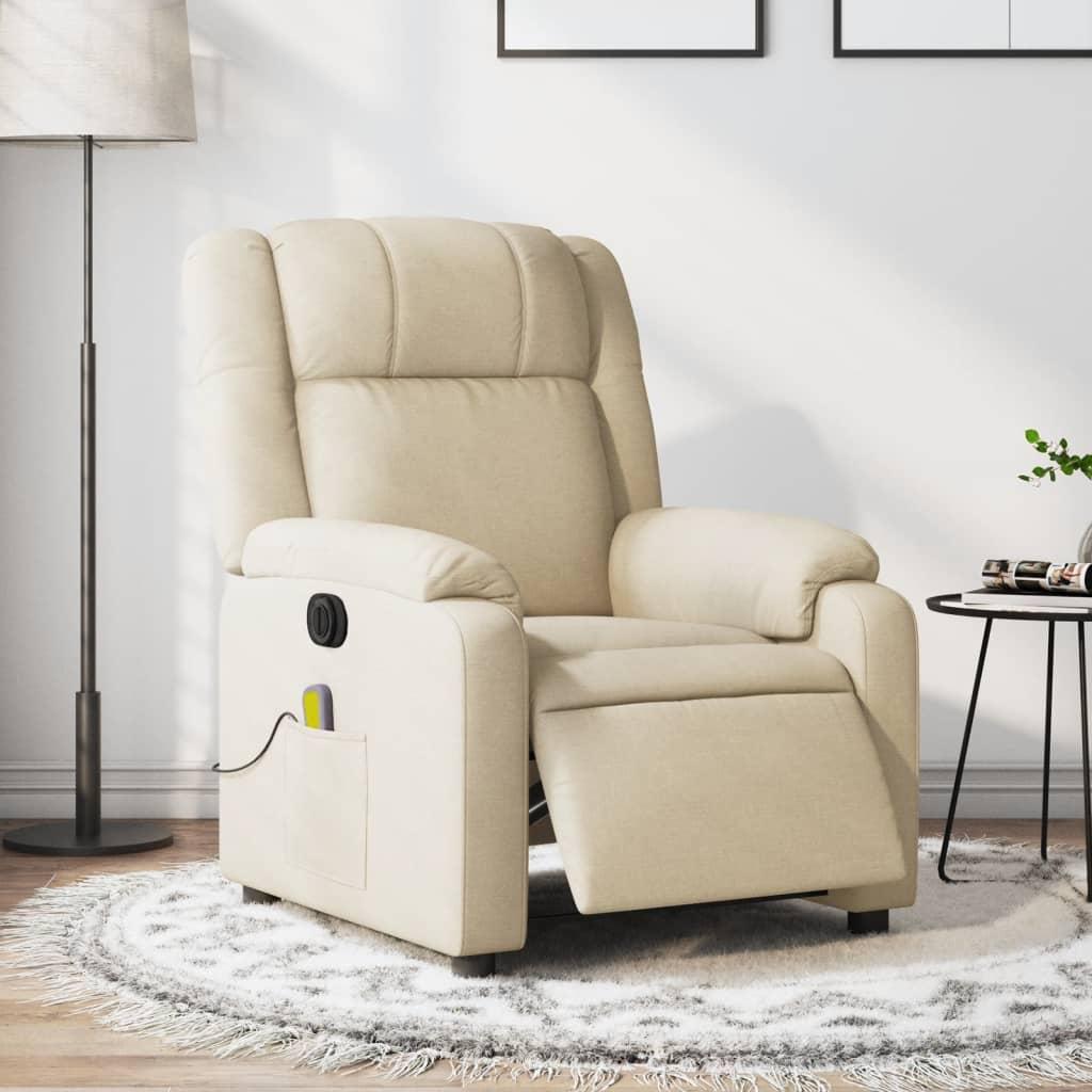 Eldrevet massagestol stof cremefarvet