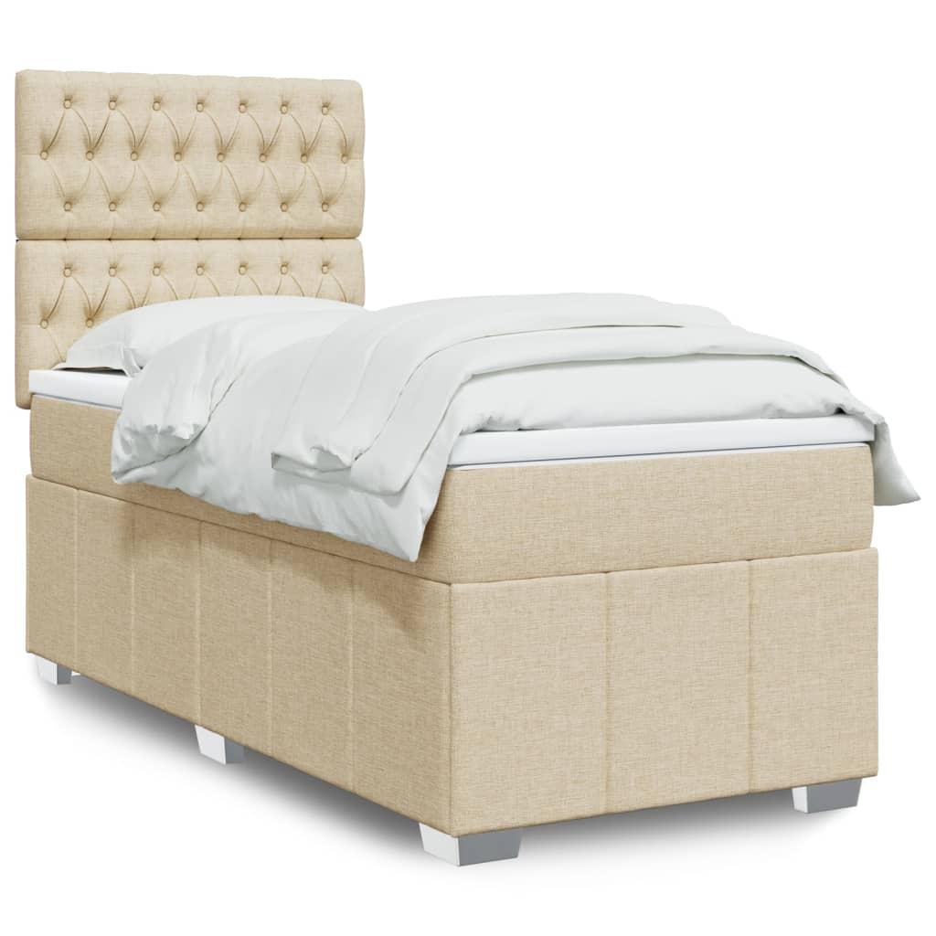 Kontinentalseng med madras 80x200 cm stof cremefarvet billede