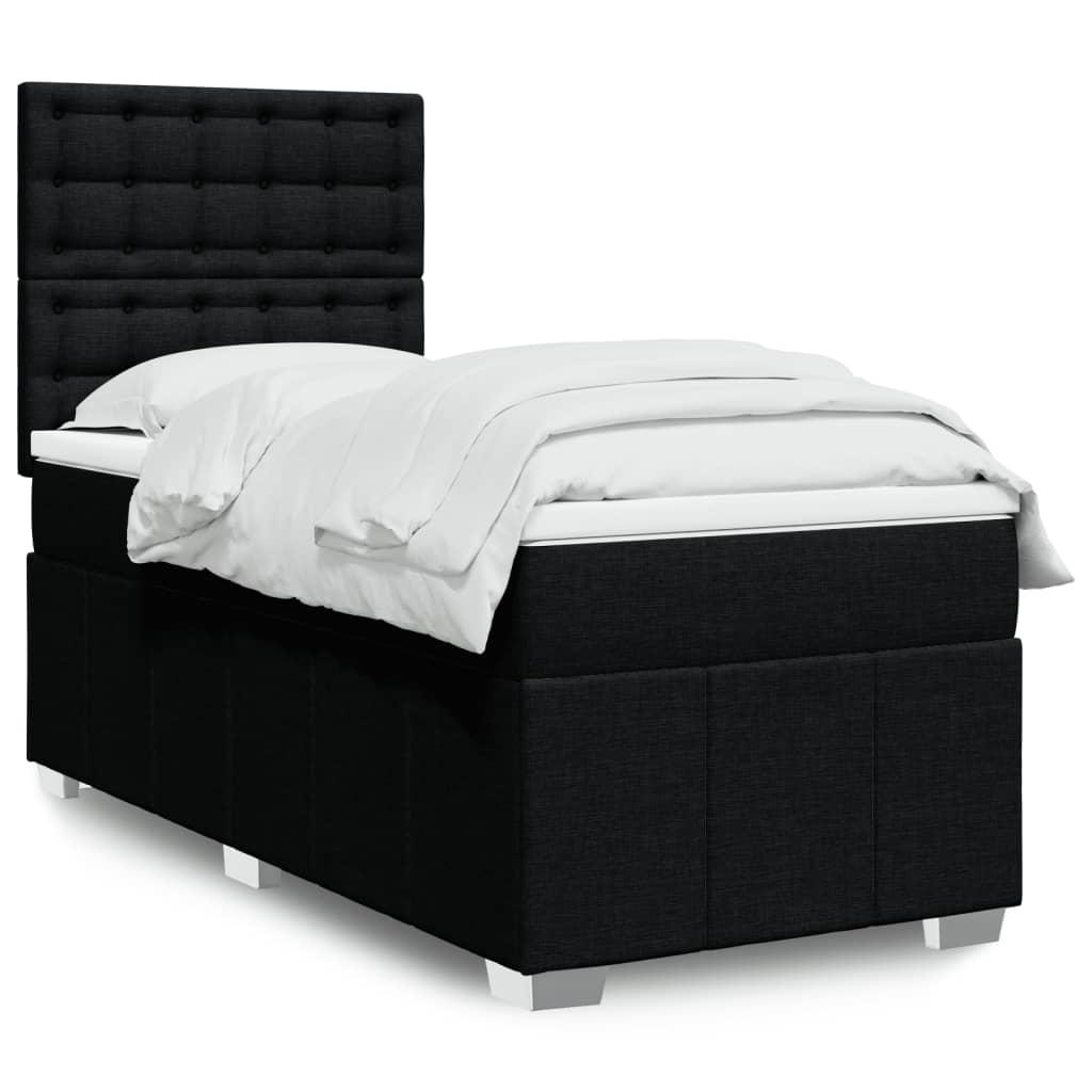 Kontinentalseng med madras 80x200 cm stof sort billede