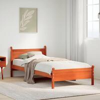 Sengeramme uden madras 90x190 cm massivt fyrretræ gyldenbrun