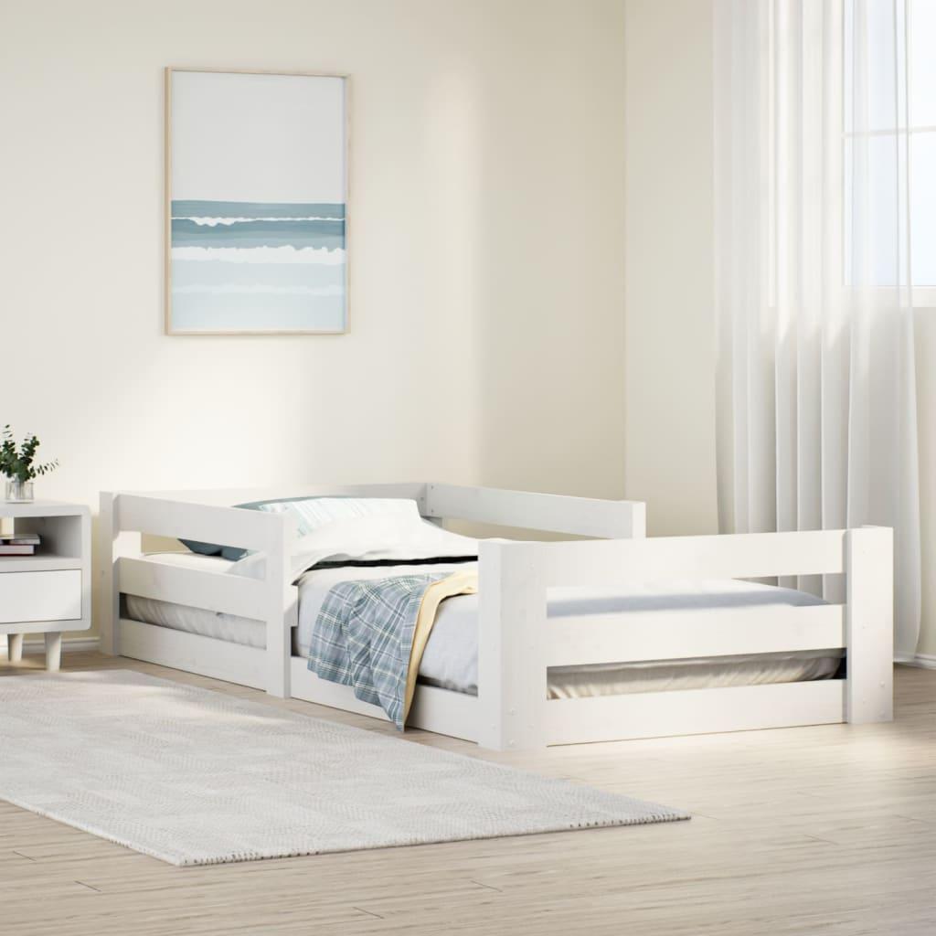 Sengeramme 90x200 cm i massivt fyrretræ - hvid billede