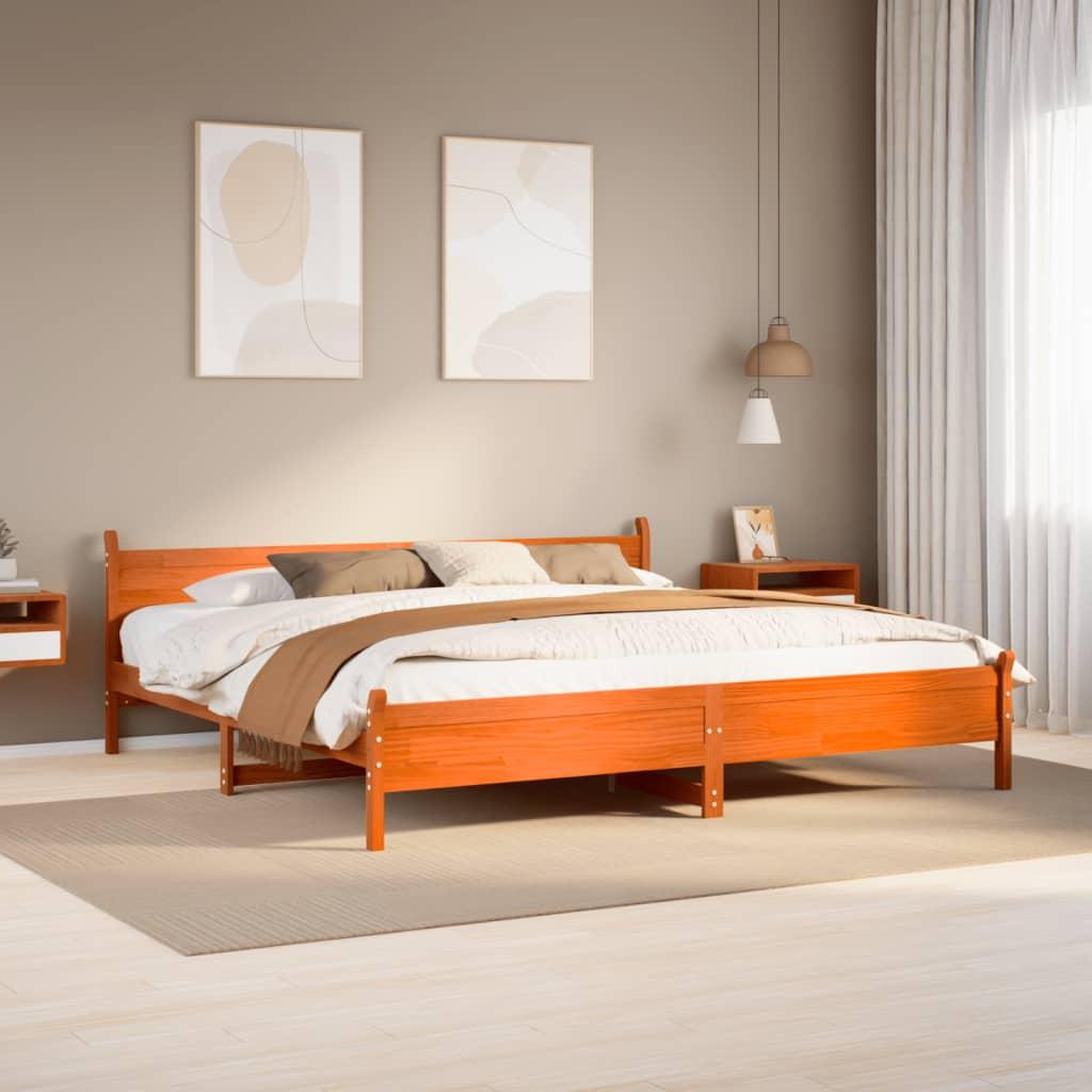 Sengeramme uden madras 180x200 cm massivt fyrretræ gyldenbrun
