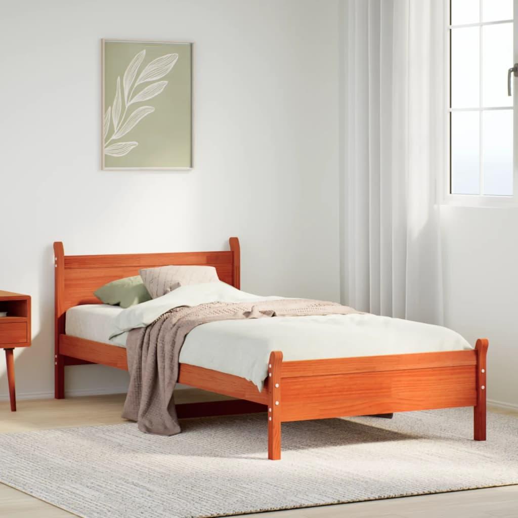 Sengeramme uden madras 90x200 cm massivt fyrretræ gyldenbrun