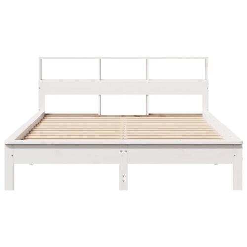 Seng med reol uden madras 120x190 cm massivt fyrretræ hvid