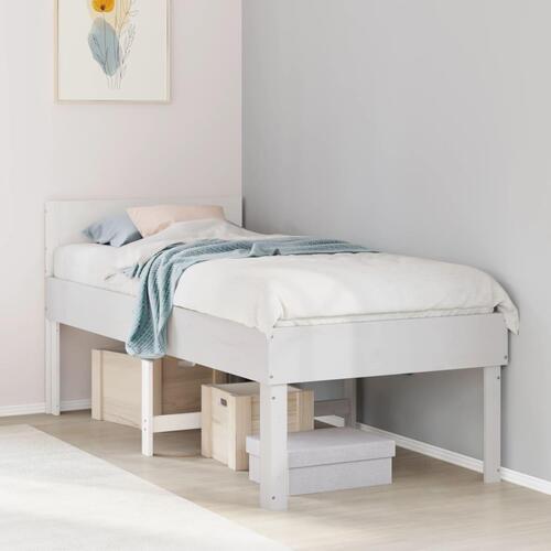 Sengeramme uden madras 90x200 cm massivt fyrretræ hvid