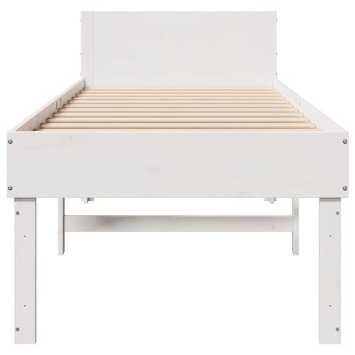 Sengeramme uden madras 90x200 cm massivt fyrretræ hvid