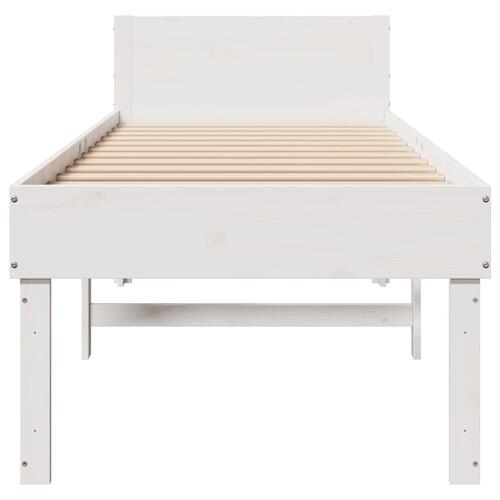 Sengeramme uden madras 75x190 cm massivt fyrretræ hvid